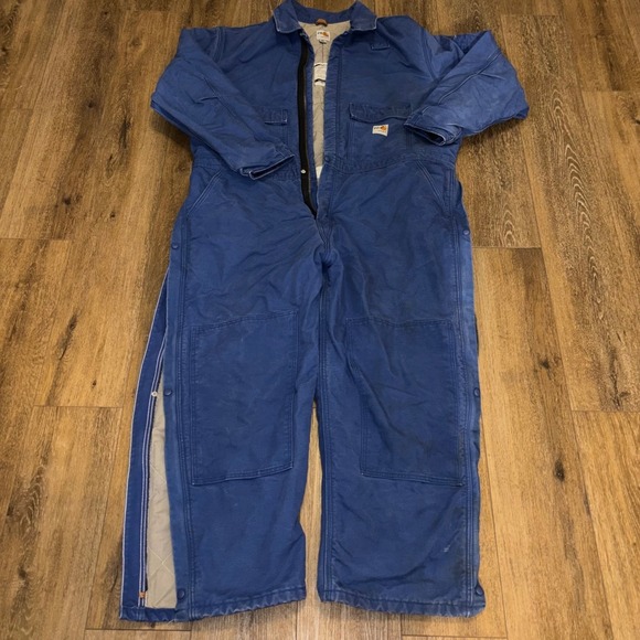 Carhartt Other - Carhartt FR Flame Resistant Insulated Coveralls Blue Mens XL Short Work Overalls